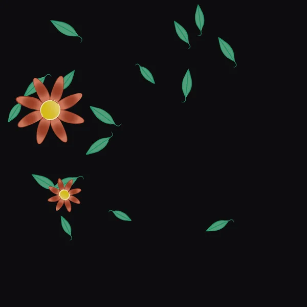 Fleurs Avec Feuilles Fond Sans Couture Illustration Vectorielle — Image vectorielle