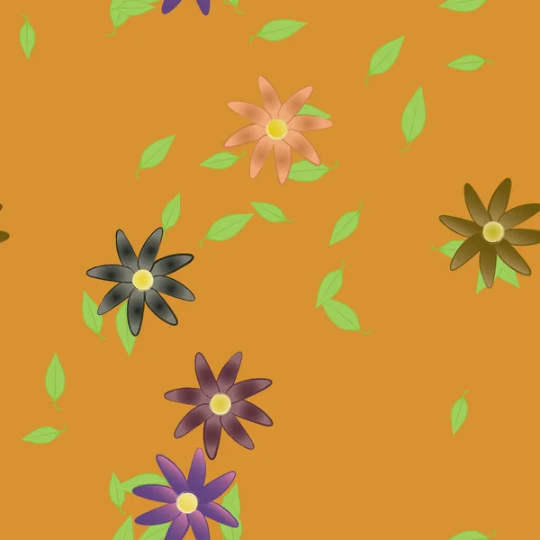 Flores Con Hojas Fondo Sin Costuras Ilustración Vectorial — Vector de stock