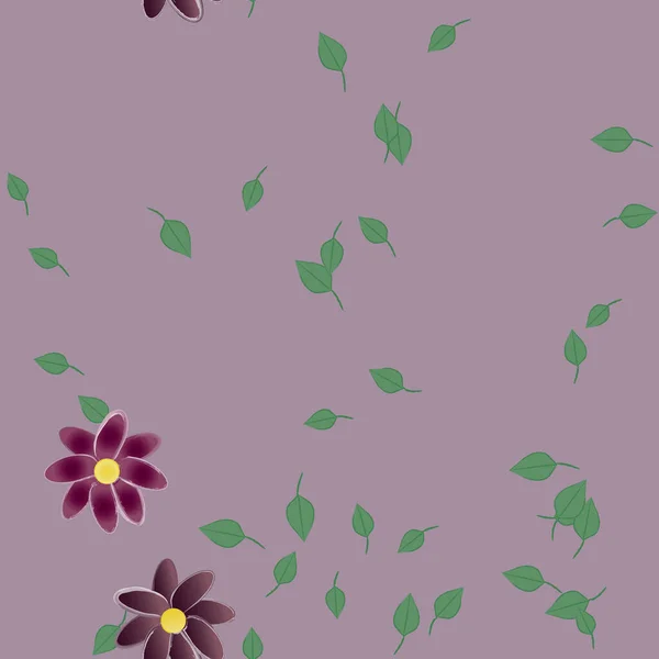 Blommor Med Blad Sömlös Bakgrund Vektor Illustration — Stock vektor