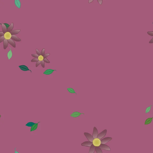 Hermosa Composición Con Flores Colores Simples Hojas Verdes Ilustración Vectorial — Archivo Imágenes Vectoriales