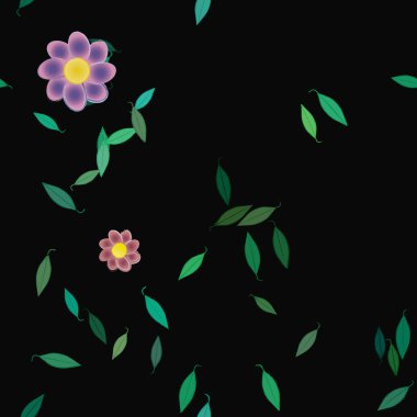 Yapraklı çiçek yapraklarının vektör çizimi, botanik arka plan