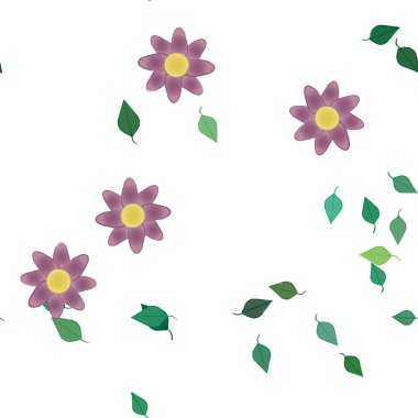 Yapraklı çiçek yapraklarının vektör çizimi, botanik arka plan