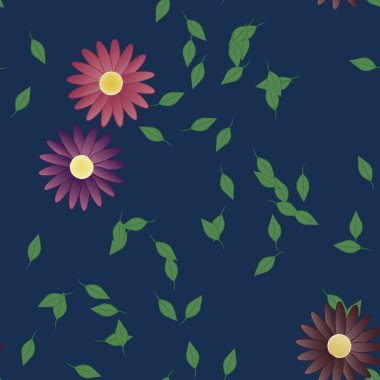 Yapraklı çiçek yapraklarının vektör çizimi, botanik arka plan