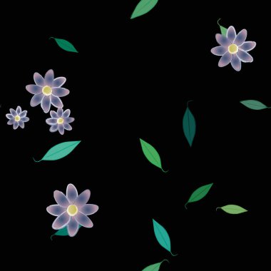 Yapraklı çiçek yapraklarının vektör çizimi, botanik arka plan