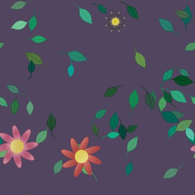 Yapraklı çiçek yapraklarının vektör çizimi, botanik arka plan