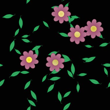 Yapraklı çiçek yapraklarının vektör çizimi, botanik arka plan