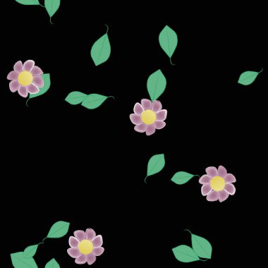 Yapraklı çiçek yapraklarının vektör çizimi, botanik arka plan