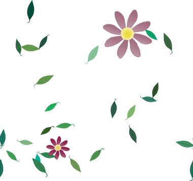 Yapraklı çiçek yapraklarının vektör çizimi, botanik arka plan