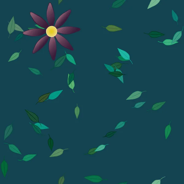 Composición Libre Con Flores Colores Simples Hojas Verdes Para Papel — Vector de stock