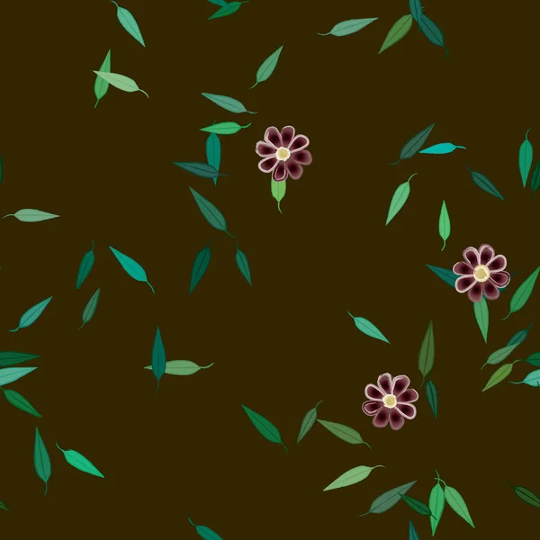 Illustration Vectorielle Pétales Fleurs Été Avec Feuilles Fond Botanique — Image vectorielle