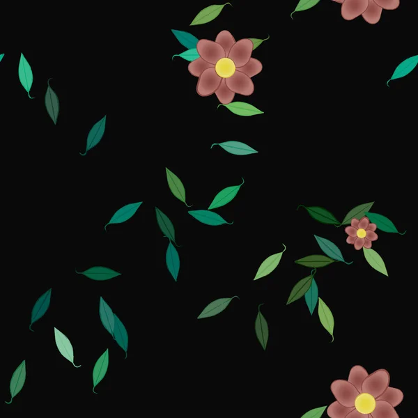 Illustration Vectorielle Pétales Fleurs Été Avec Feuilles Fond Botanique — Image vectorielle