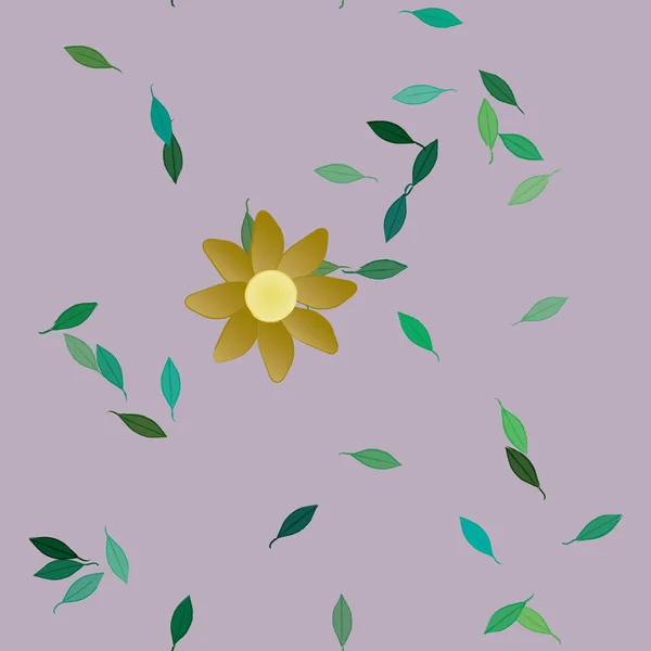 Flores Abstratas Com Folhas Verdes Composição Livre Ilustração Vetorial —  Vetores de Stock