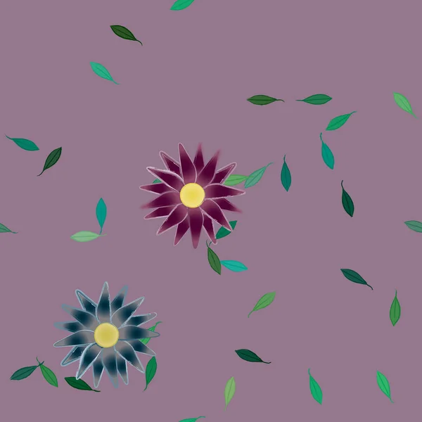 Belle Composition Avec Des Fleurs Colorées Simples Des Feuilles Vertes — Image vectorielle