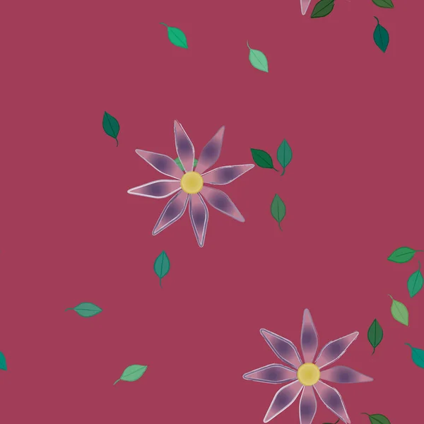 Vector Illustratie Van Zomerbloemen Bloemblaadjes Met Bladeren Botanische Achtergrond — Stockvector