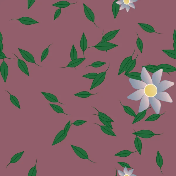 Vector Ilustración Flores Verano Pétalos Con Hojas Fondo Botánico — Vector de stock