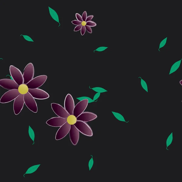 Illustration Vectorielle Pétales Fleurs Été Avec Feuilles Fond Botanique — Image vectorielle