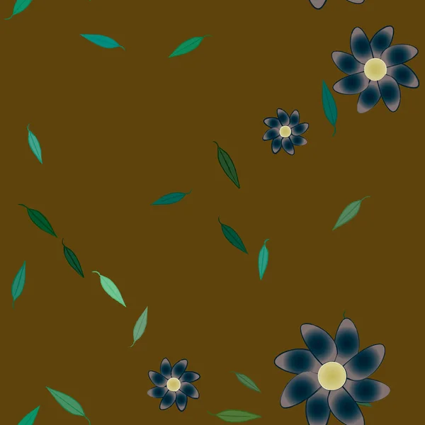 Illustration Vectorielle Pétales Fleurs Été Avec Feuilles Fond Botanique — Image vectorielle