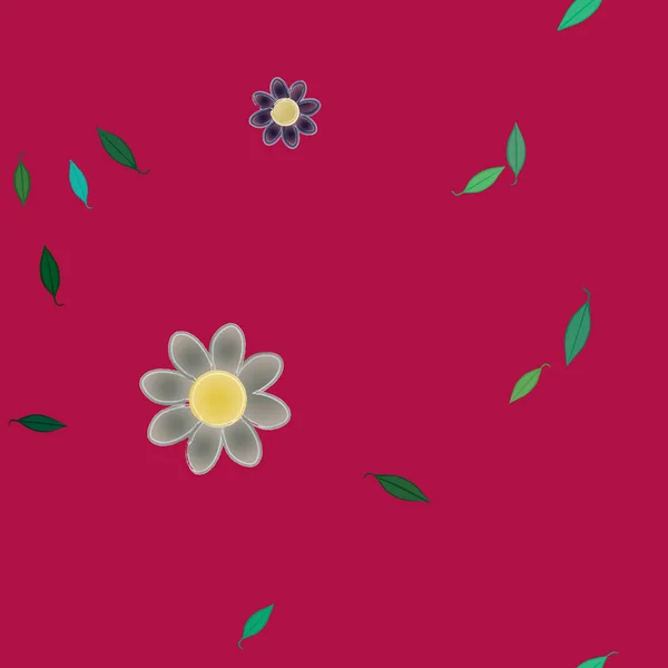 Vector Ilustración Flores Verano Pétalos Con Hojas Fondo Botánico — Vector de stock