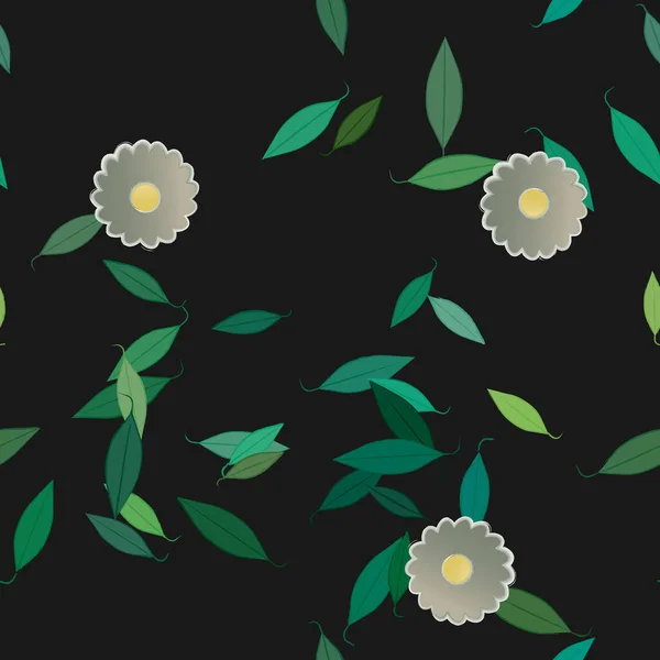 Vektor Illustration Von Sommerblumen Blütenblätter Mit Blättern Botanischer Hintergrund — Stockvektor