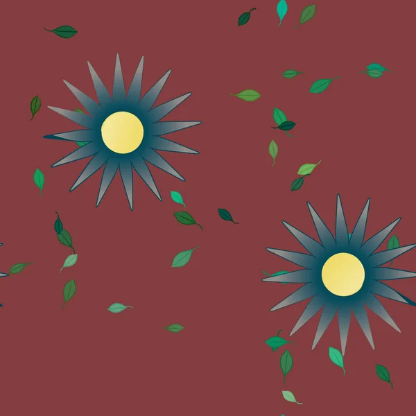 Vector Ilustración Flores Verano Pétalos Con Hojas Fondo Botánico — Vector de stock