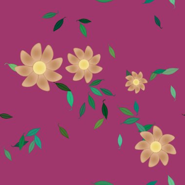 Yapraklı çiçek yapraklarının vektör çizimi, botanik arka plan