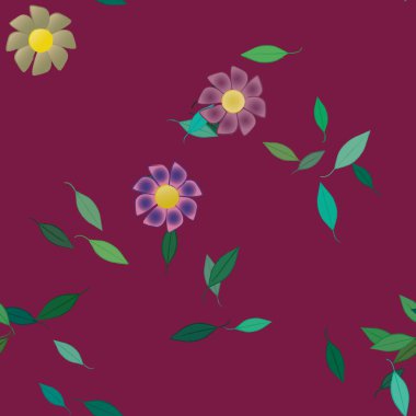 Yapraklı çiçek yapraklarının vektör çizimi, botanik arka plan