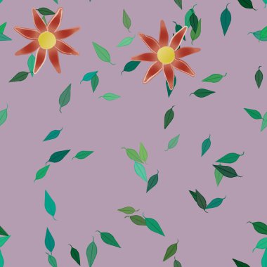 Yapraklı çiçek yapraklarının vektör çizimi, botanik arka plan