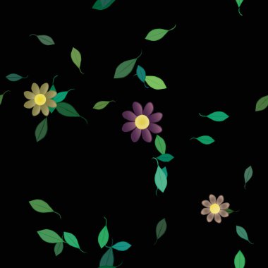 Yapraklı çiçek yapraklarının vektör çizimi, botanik arka plan