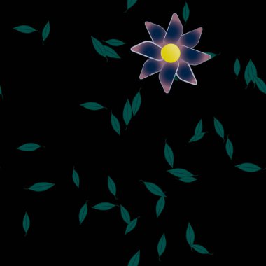 Yapraklı çiçek yapraklarının vektör çizimi, botanik arka plan