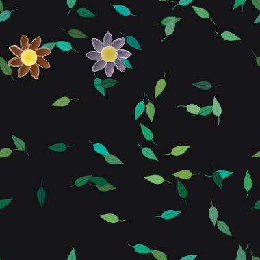 Yapraklı çiçek yapraklarının vektör çizimi, botanik arka plan