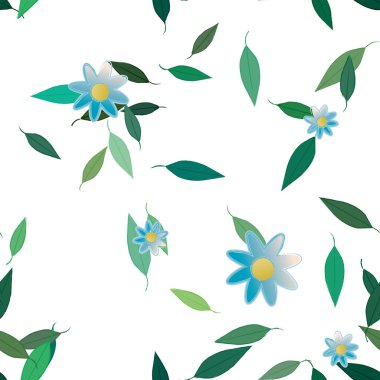 Yapraklı çiçek yapraklarının vektör çizimi, botanik arka plan