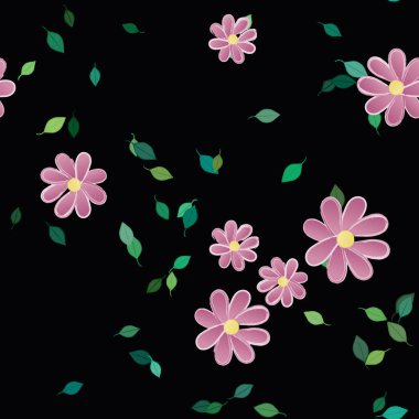 Yapraklı çiçek yapraklarının vektör çizimi, botanik arka plan