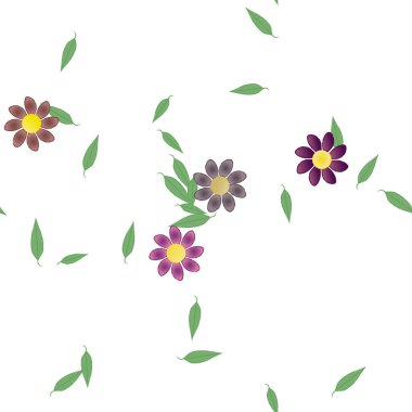 Yapraklı çiçek yapraklarının vektör çizimi, botanik arka plan