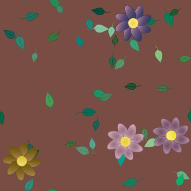 Yapraklı çiçek yapraklarının vektör çizimi, botanik arka plan