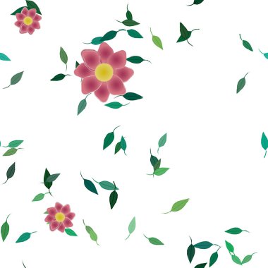 Yapraklı çiçek yapraklarının vektör çizimi, botanik arka plan