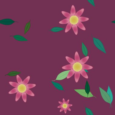 Yapraklı çiçek yapraklarının vektör çizimi, botanik arka plan