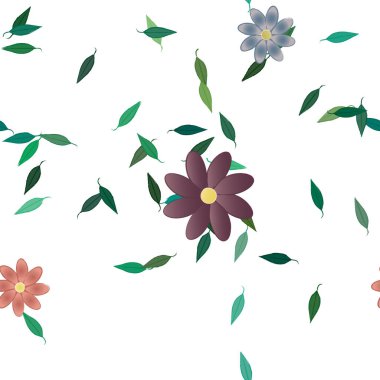 Yapraklı çiçek yapraklarının vektör çizimi, botanik arka plan