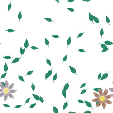 Yapraklı çiçek yapraklarının vektör çizimi, botanik arka plan