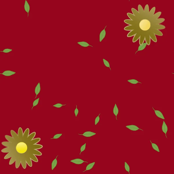 Composição Bonita Com Flores Coloridas Simples Folhas Verdes Ilustração Vetorial —  Vetores de Stock
