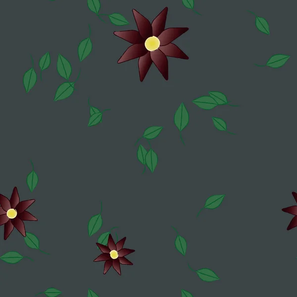 Vector Ilustración Flores Verano Pétalos Con Hojas Fondo Botánico — Vector de stock