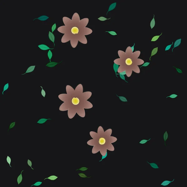 Belle Composition Avec Des Fleurs Colorées Simples Des Feuilles Vertes — Image vectorielle