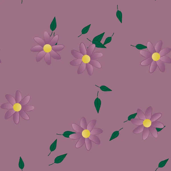 Vector Ilustración Flores Verano Pétalos Con Hojas Fondo Botánico — Vector de stock