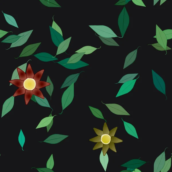 Illustration Vectorielle Pétales Fleurs Été Avec Feuilles Fond Botanique — Image vectorielle