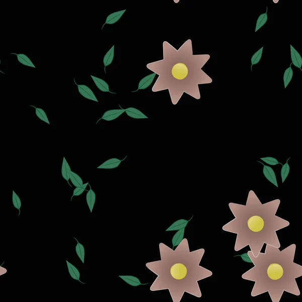 Vektor Illustration Sommar Blommor Kronblad Med Blad Botanisk Bakgrund — Stock vektor