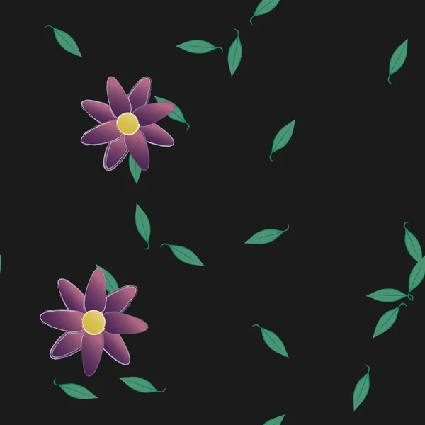 Illustration Vectorielle Pétales Fleurs Été Avec Feuilles Fond Botanique — Image vectorielle