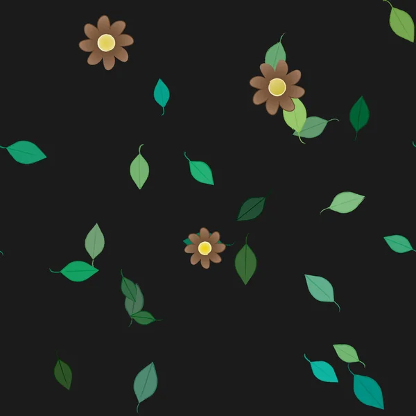 Illustration Vectorielle Pétales Fleurs Été Avec Feuilles Fond Botanique — Image vectorielle