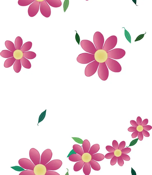 Yapraklı çiçek yapraklarının vektör çizimi, botanik arka plan