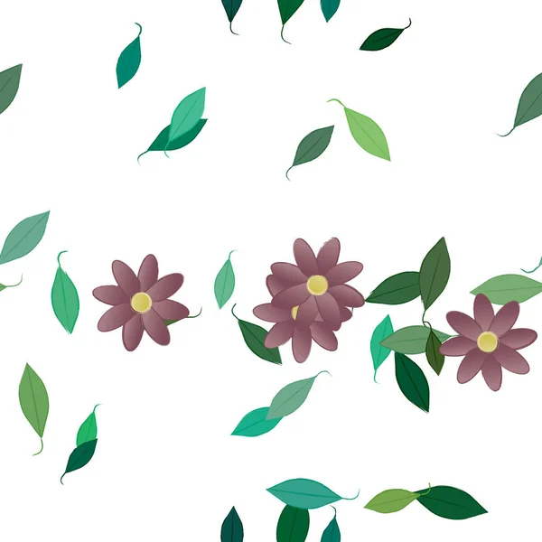 Vektor Illustration Sommar Blommor Kronblad Med Blad Botanisk Bakgrund — Stock vektor