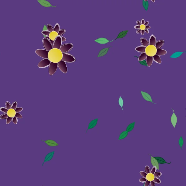 Vector Ilustración Flores Verano Pétalos Con Hojas Fondo Botánico — Archivo Imágenes Vectoriales