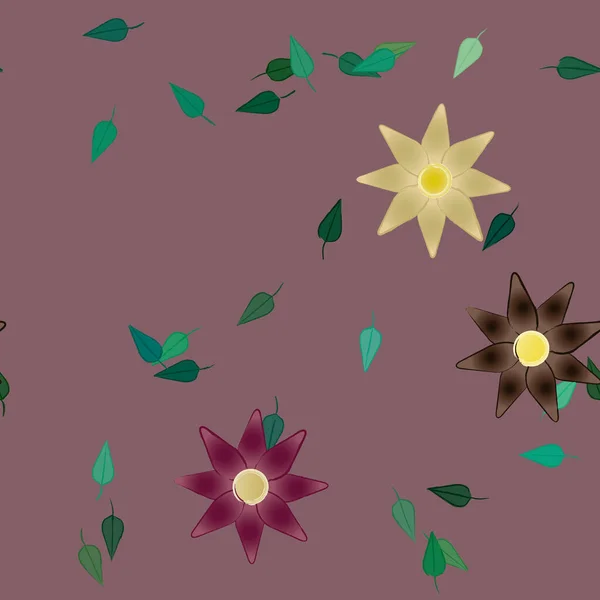 Illustration Vectorielle Pétales Fleurs Été Avec Feuilles Fond Botanique — Image vectorielle